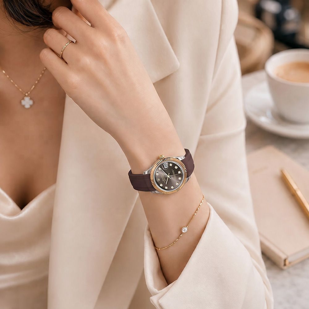 Dây Cao Su Màu Nâu Cho Rolex Datejust 31mm ref.27*** (3 mảnh) 7 Dây Cao Su Màu Nâu Cho Rolex Datejust 31mm ref.27*** (3 mảnh) - Ảnh 7