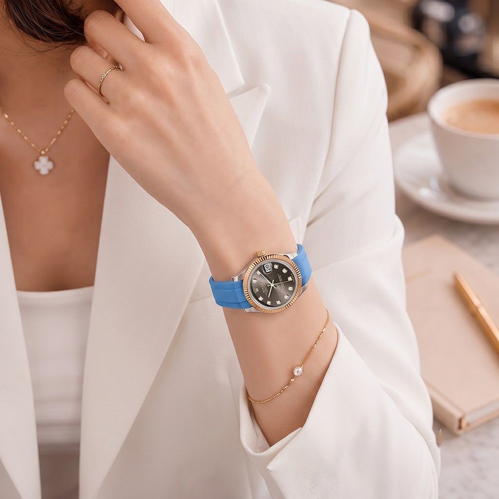 Dây Cao Su Màu Xanh Peacock Cho Rolex Datejust 31mm ref.27*** (3 mảnh) 7 Dây Cao Su Màu Xanh Peacock Cho Rolex Datejust 31mm ref.27*** (3 mảnh) - Ảnh 7