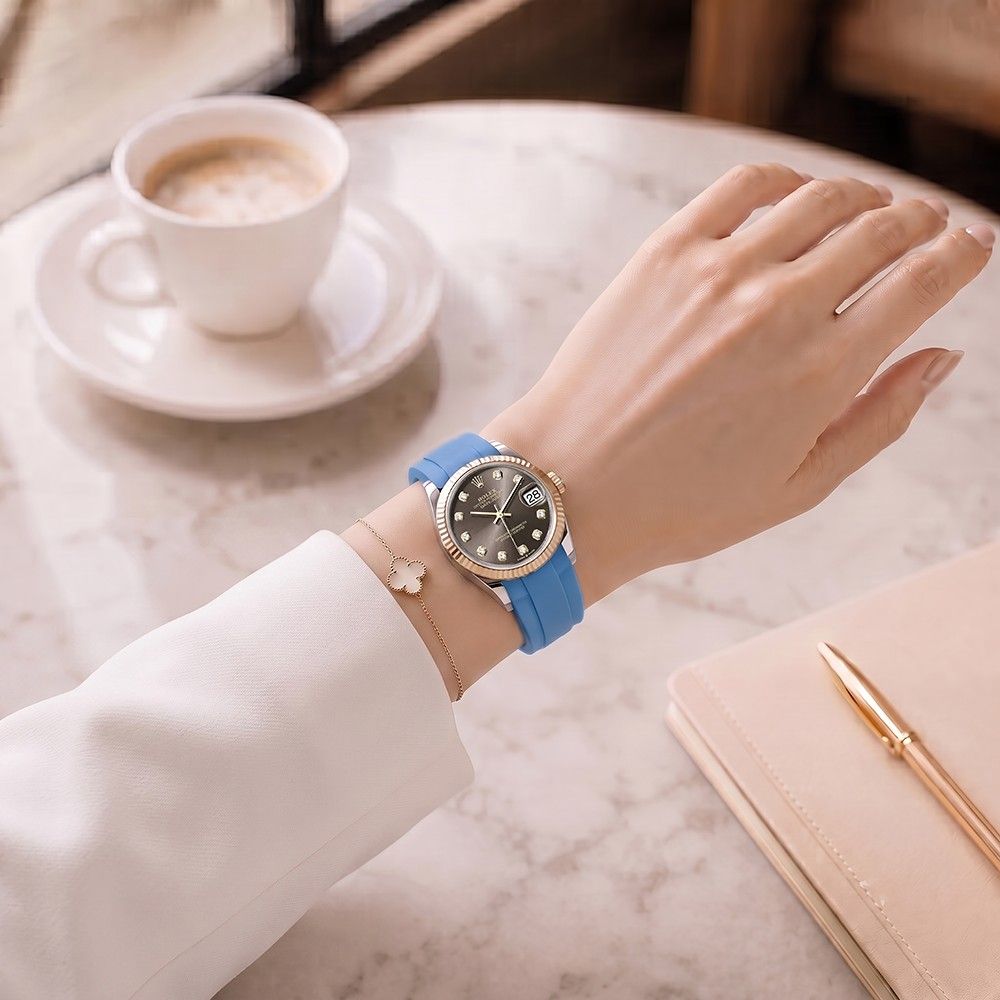 Dây Cao Su Màu Xanh Peacock Cho Rolex Datejust 31mm ref.27*** (3 mảnh) 3 Dây Cao Su Màu Xanh Peacock Cho Rolex Datejust 31mm ref.27*** (3 mảnh) - Ảnh 3