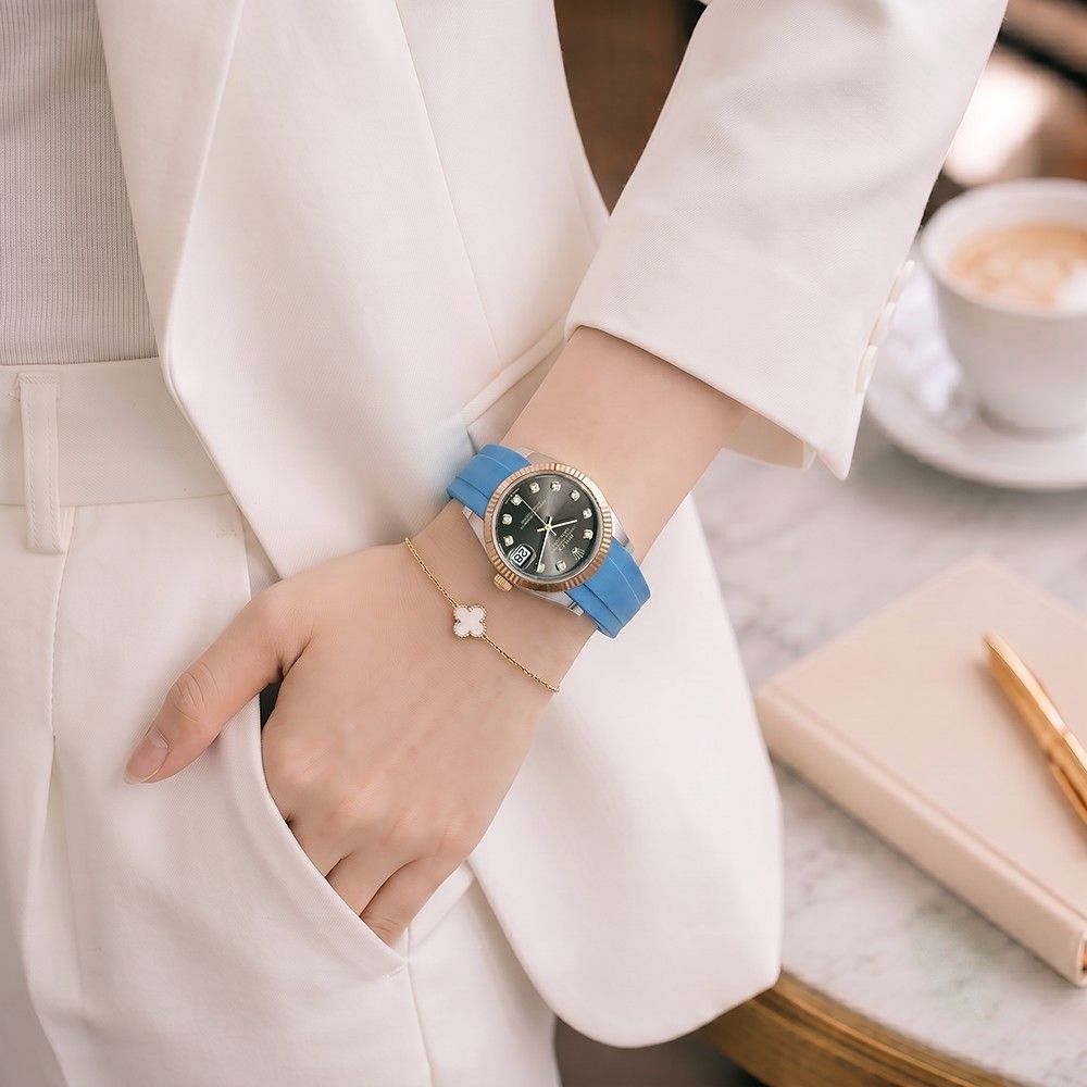 Dây Cao Su Màu Xanh Peacock Cho Rolex Datejust 31mm ref.27*** (3 mảnh) 6 Dây Cao Su Màu Xanh Peacock Cho Rolex Datejust 31mm ref.27*** (3 mảnh) - Ảnh 6