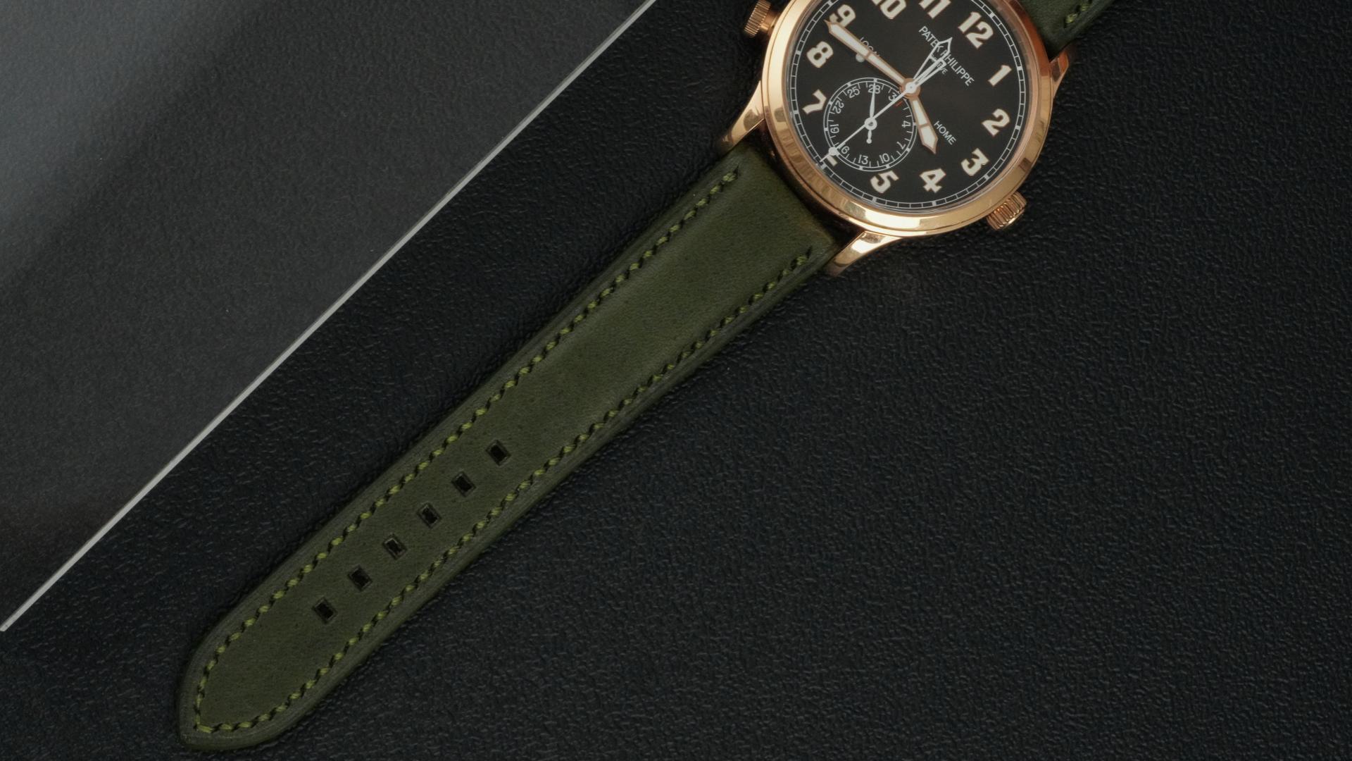 Dây Da Màu Xanh Rêu Cho Patek Philippe 5524 (Thủ công) 4 Dây Da Màu Xanh Rêu Cho Patek Philippe 5524 (Thủ công) - Ảnh 4