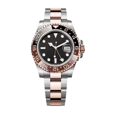 for gmt master ii oyster 40 mm ceramic bezel flat three piece bracelet oystersteel and everose rolesor ref 126711chnr 2018 present