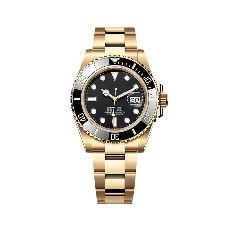 for rolex submariner 41mm ceramic bezel glidelock clasp ref 126618 full gold 2020 present