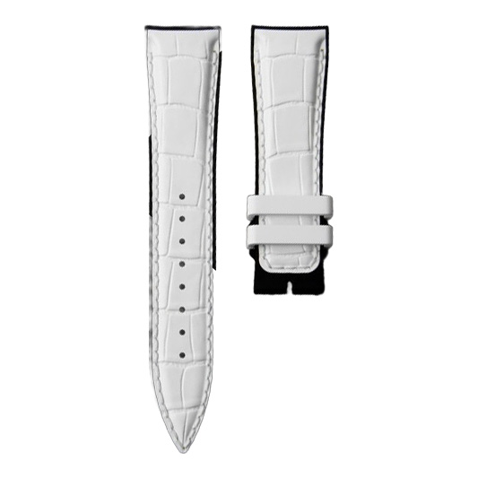 Dây Cao Su Màu Trắng Cho Jaeger Lecoultre Master Ultra Thin 39mm (Vân cá sấu)