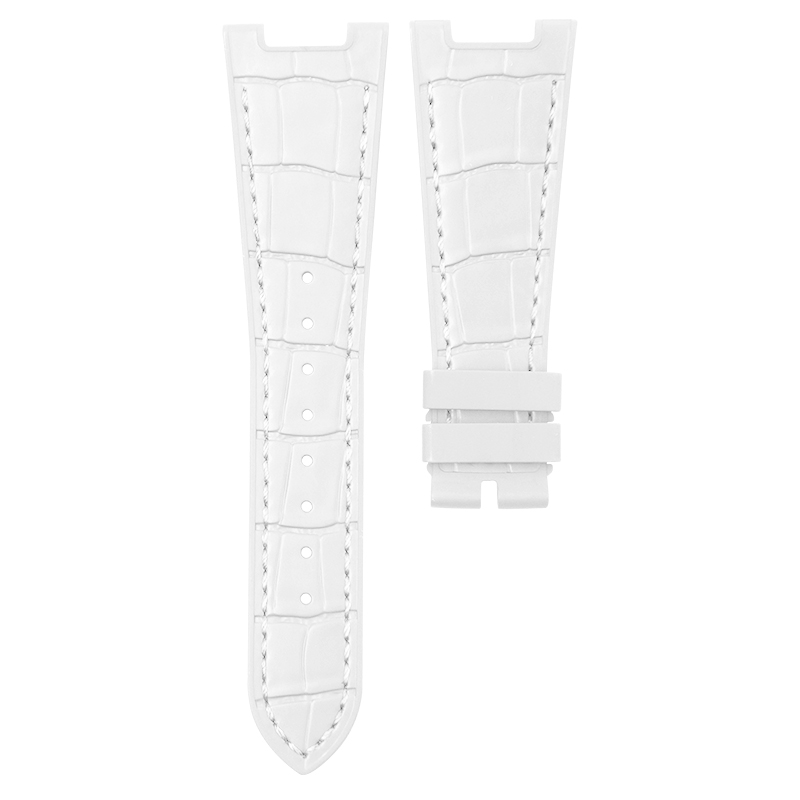 Dây Cao Su Vân Cá Sấu Màu Trắng Cho Patek Philippe 5711 Wg.Rg.Yg [100% cao su]