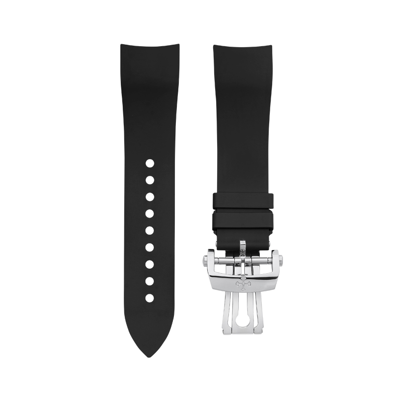 Dây Cao Su Màu Đen Cho Blancpain Fifty Fathoms 5200 43mm (Đầu ôm cong)