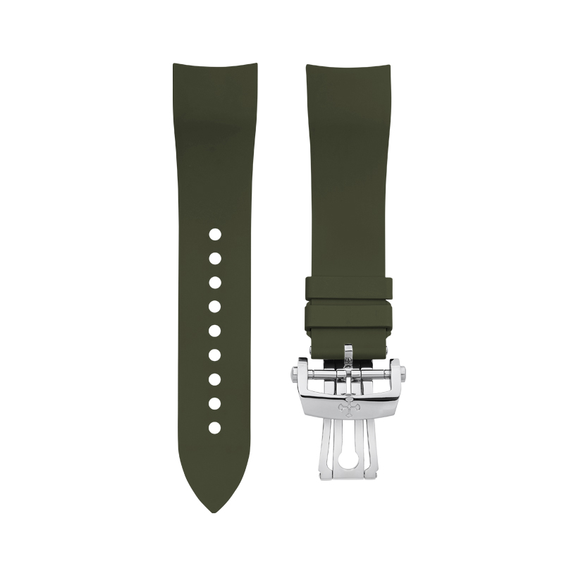 Dây Cao Su Màu Xanh Olive Cho Blancpain Fifty Fathoms 5200 43mm (Đầu ôm cong)