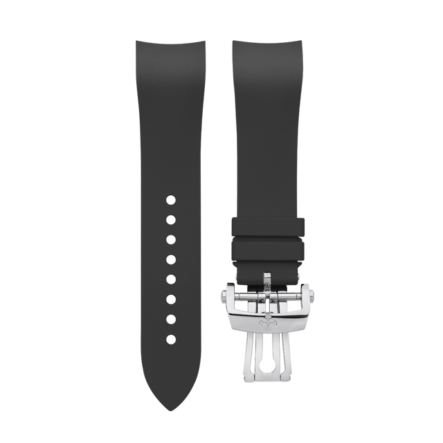 Dây Cao Su Màu Đen Cho Blancpain Fifty Fathoms Ceramic Ref.5000 43mm (Đầu ôm cong)