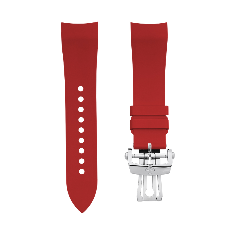 Dây Cao Su Màu Đỏ Cho Blancpain Fifty Fathoms Ref.5054 43mm (Đầu ôm cong)