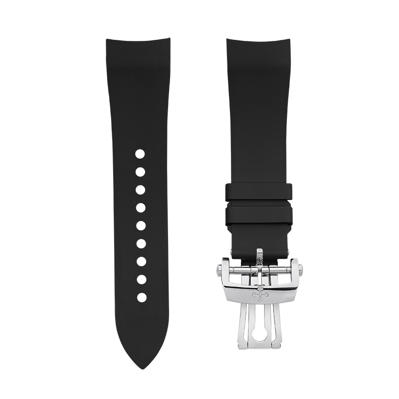 Dây Cao Su Màu Đen Cho Blancpain Fifty Fathoms Ref.5054 43mm (Đầu ôm cong)