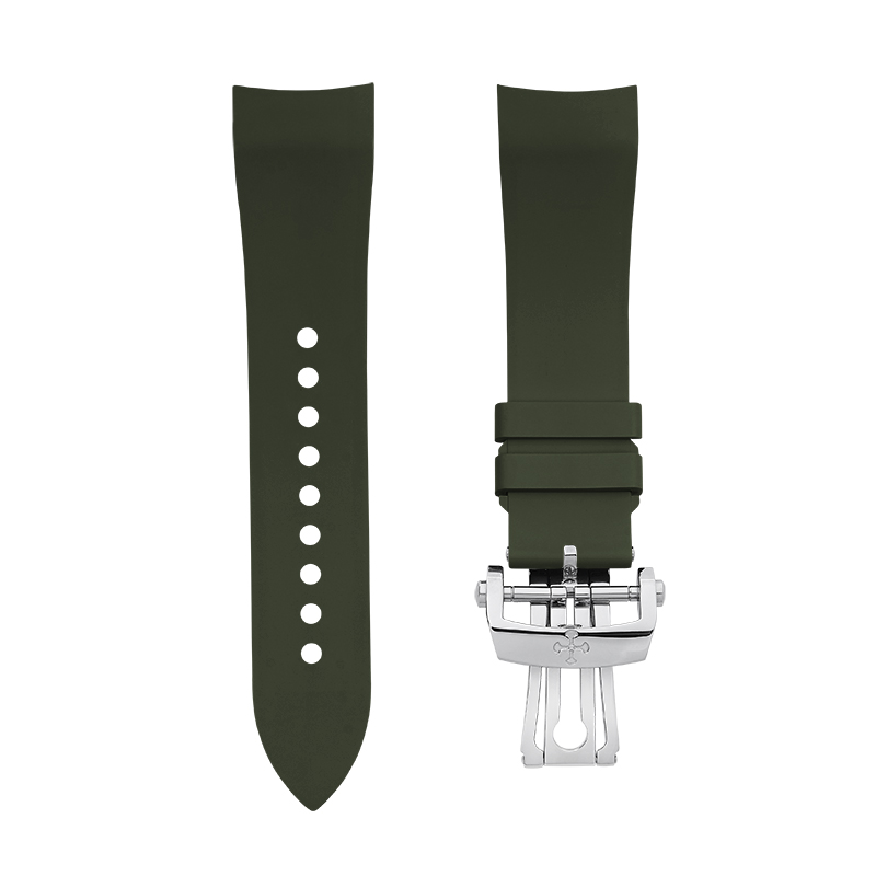 Dây Cao Su Màu Xanh Olive Cho Blancpain Fifty Fathoms Ref.5054 43mm (Đầu ôm cong)
