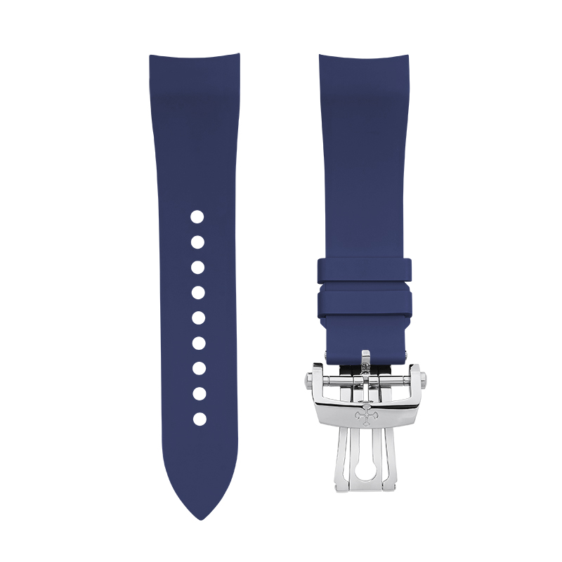 Dây Cao Su Màu Xanh Dương Đậm Cho Blancpain Fifty Fathoms Ref.5054 43mm (Đầu ôm cong)