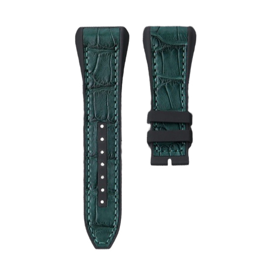 Dây Da Cá Sấu Đệm Cao Su Màu Xanh Lá Cho Franck Muller Vanguard V45