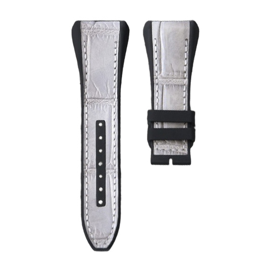 Dây Da Cá Sấu Đệm Cao Su Màu Trắng Cho Franck Muller Vanguard V45