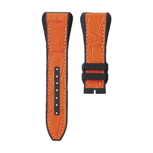 Dây Da Cá Sấu Đệm Cao Su Màu Cam Cho Franck Muller Vanguard V45