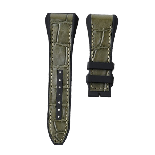 Dây Da Cá Sấu Đệm Cao Su Màu Xanh Olive Cho Franck Muller Vanguard V45