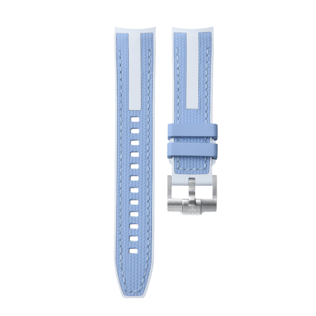 Dây Cao Su Màu Xanh dương nhạt/Trắng Cho Grandseiko Sbga407G 40.2mm