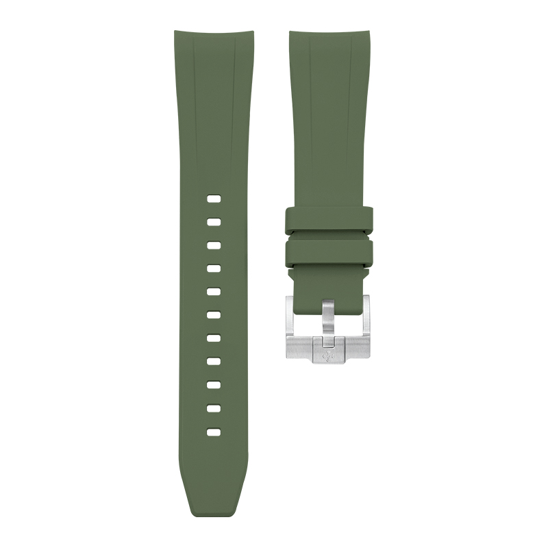 Dây Cao Su Màu Xanh Olive Cho Rolex Explorer 40mm 224270 Khóa Đơn