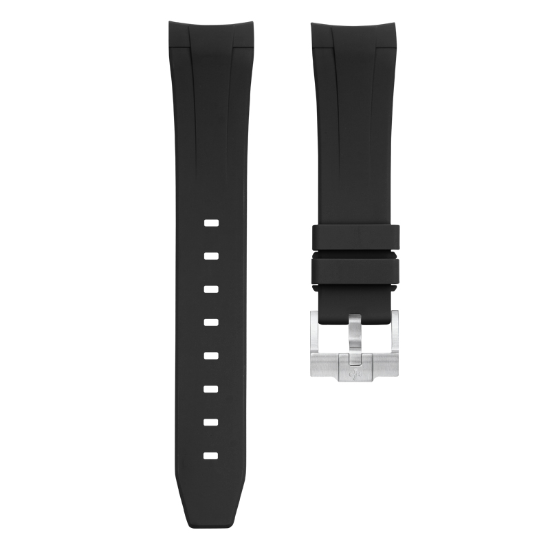 Dây Cao Su Màu Đen Khóa Đơn Cho Rolex 124300 Oyster Perpetual 41mm