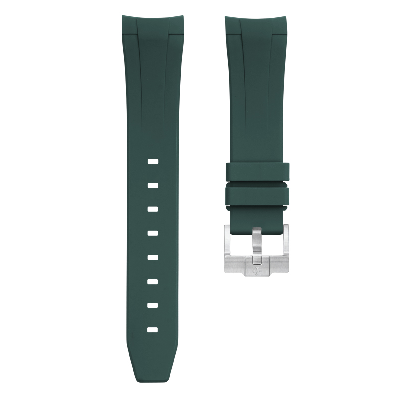 Dây Cao Su Màu Xanh Lá Cho Rolex 124300 Oyster Perpetual 41mm (Khóa Đơn)