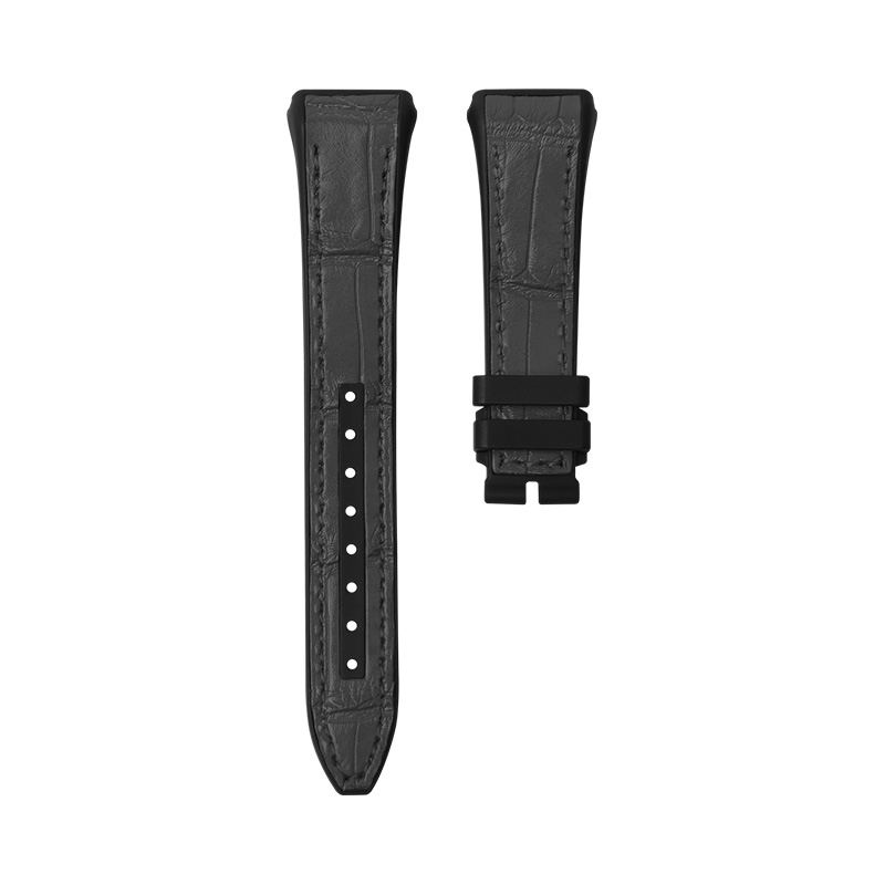 Dây Da Cá Sấu Màu Đen Cho Franck Muller Vanguard V32 Woman