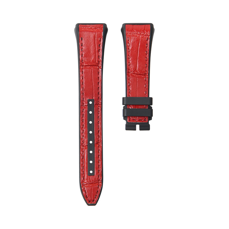 Dây Da Cá Sấu Màu Đỏ Cho Franck Muller Vanguard V32 Woman