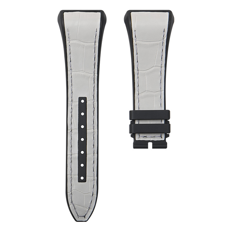 Dây Da Cá Sấu Màu Trắng Cho Franck Muller Vanguard V41 Man