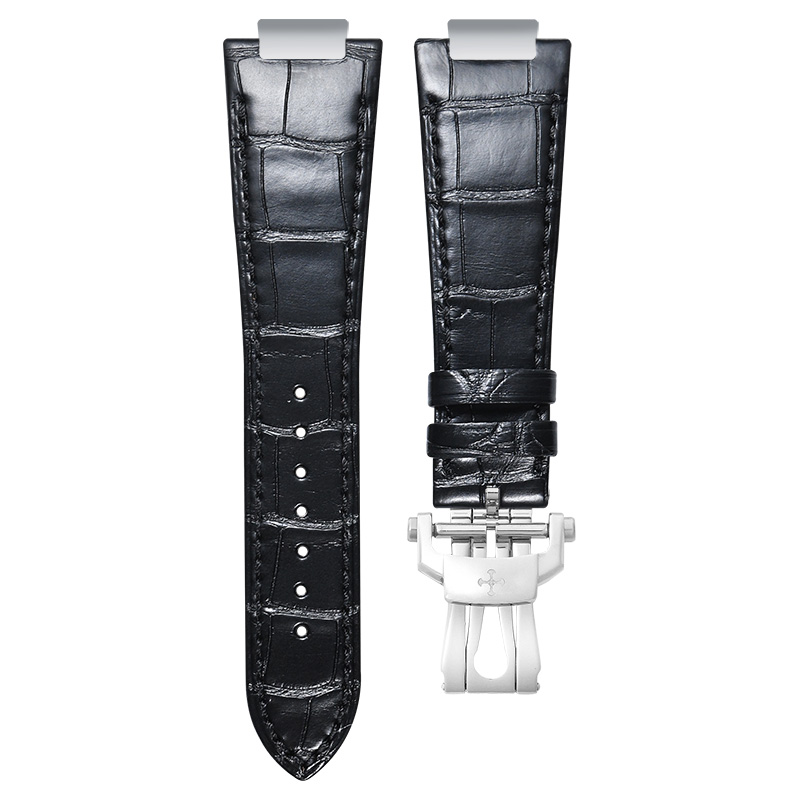 Dây Da Cá Sấu Màu Đen Cho Patek Philippe Nautilus 5711.5712.5726.5980 Kèm Endlink