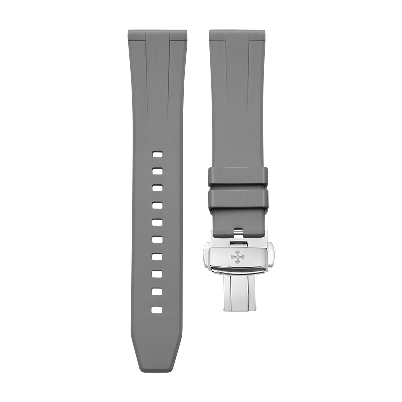 Dây Cao Su Cổ Điển Màu Xám Cho Tất Cả Đồng Hồ, Khóa Gập, 18mm 19mm Và Dành Cho Nữ (Kích thước ngắn hơn)