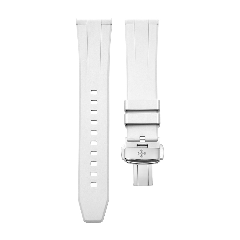 Dây Cao Su Cổ Điển Màu Trắng Cho Tất Cả Đồng Hồ, Khóa Gập, 18mm 19mm Và Dành Cho Nữ (Kích thước ngắn hơn)