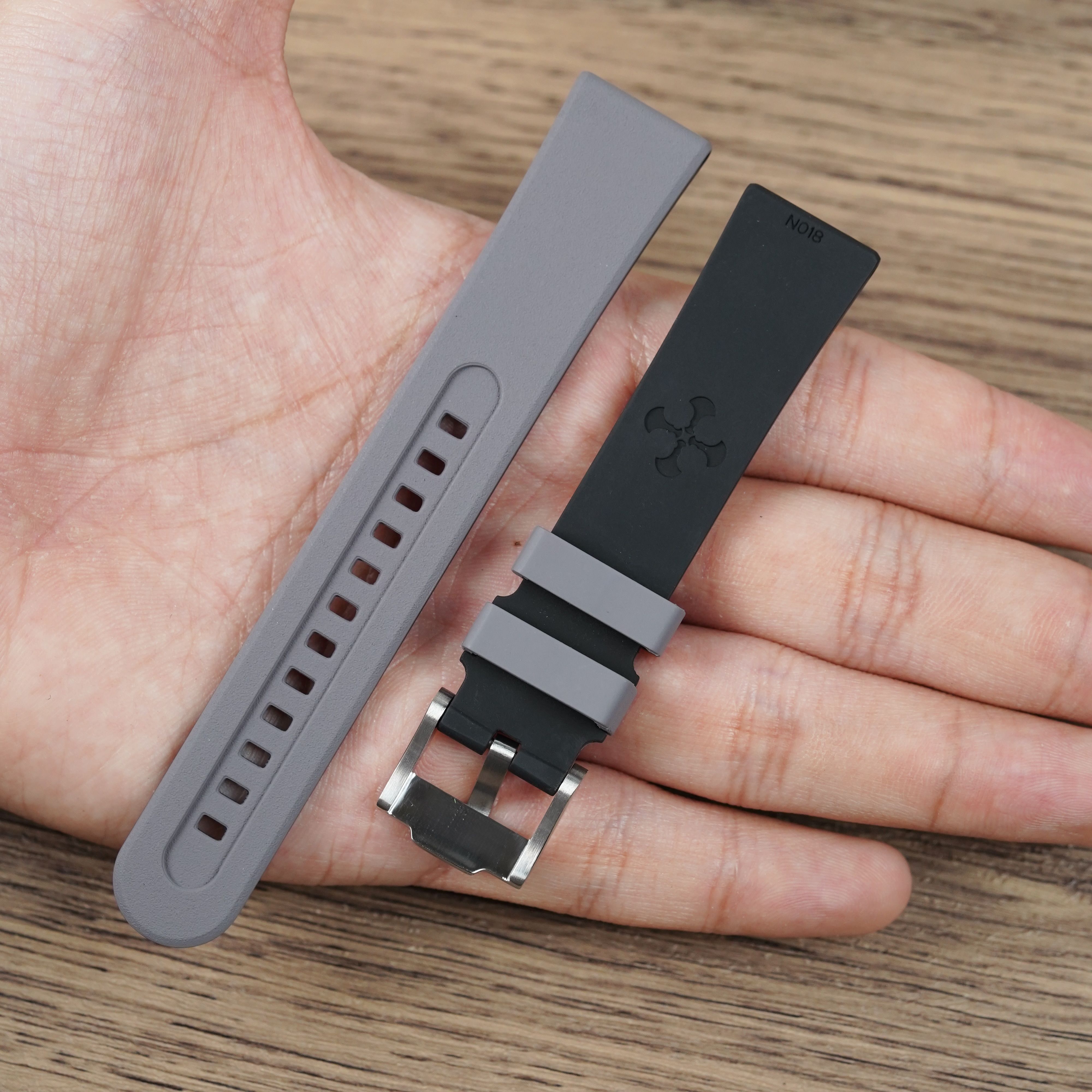 Dây Cao Su Đa Dụng Màu Xám nền Đen Cho Tất Cả Đồng Hồ (2 Màu) 5 Dây Cao Su Đa Dụng Màu Xám nền Đen Cho Tất Cả Đồng Hồ (2 Màu) - Ảnh 5