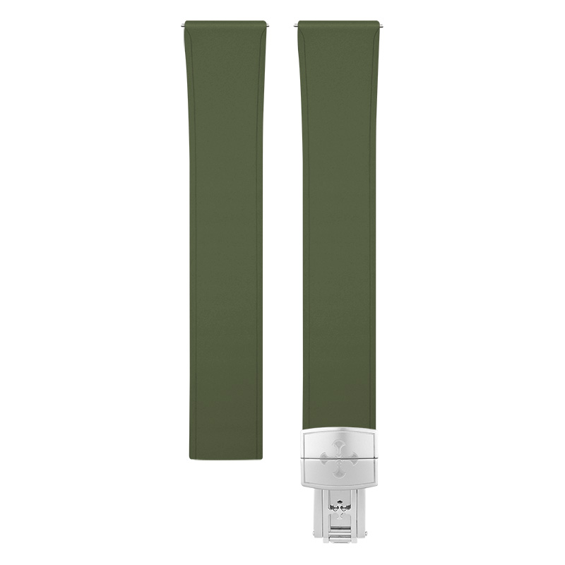 Dây Cao Su Đa Năng Màu Xanh Olive Khóa Gập Cao Cấp 18/19/20/21/22/23mm