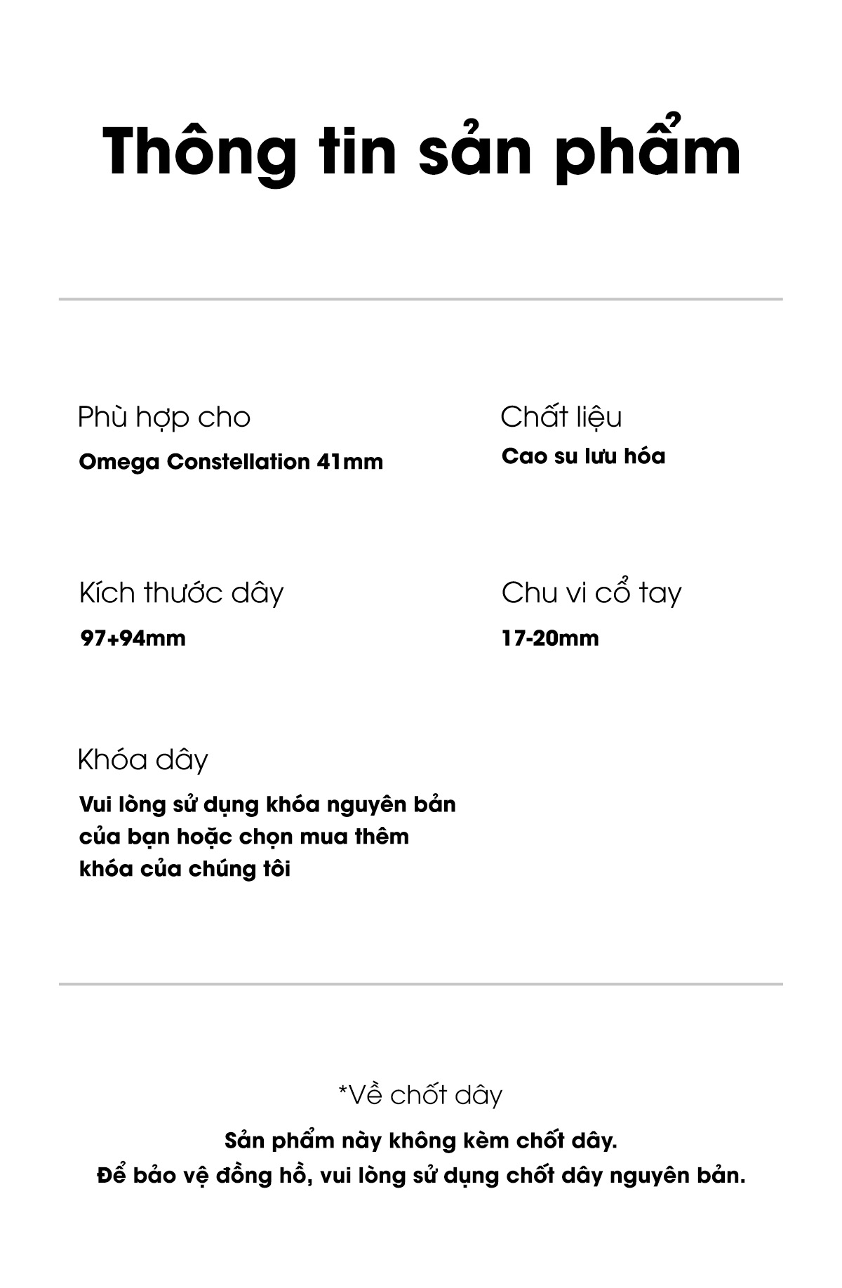 day cao su mau den cho omega constellation 41mm