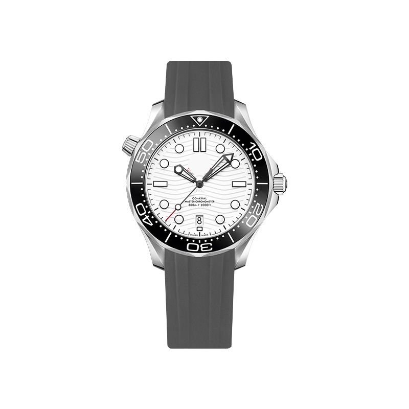 Dây Cao Su Màu Xám Cho Omega Seamaster Diver 300m 42mm Date Cửa Sổ Tại Vị Trí 6 Giờ