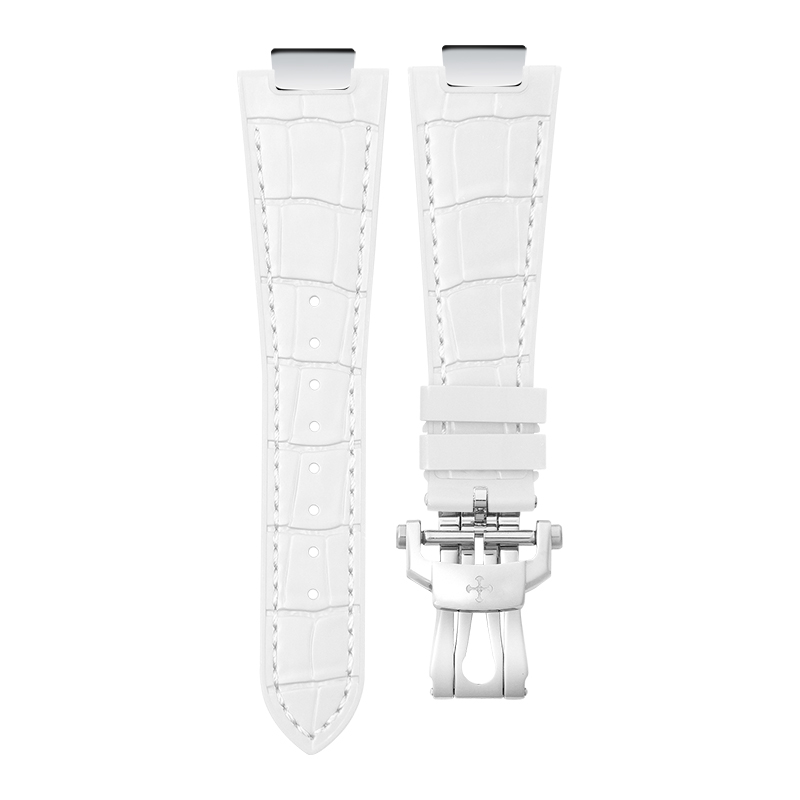 Dây Cao Su Vân Cá Sấu Màu Trắng Cho Patek Philippe Nautilus 5711 Mẫu Dây Kim Loại Kèm Endlink