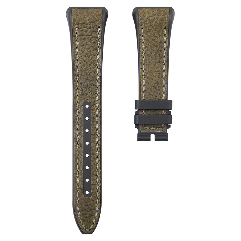 Dây Da Đệm Cao Su Màu Xanh Olive Cho Franck Muller Vanguard V32 Woman
