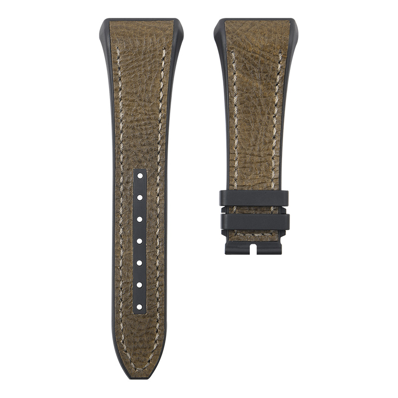 Dây Da Đệm Cao Su Màu Xanh Olive Cho Franck Muller Vanguard V41 Man