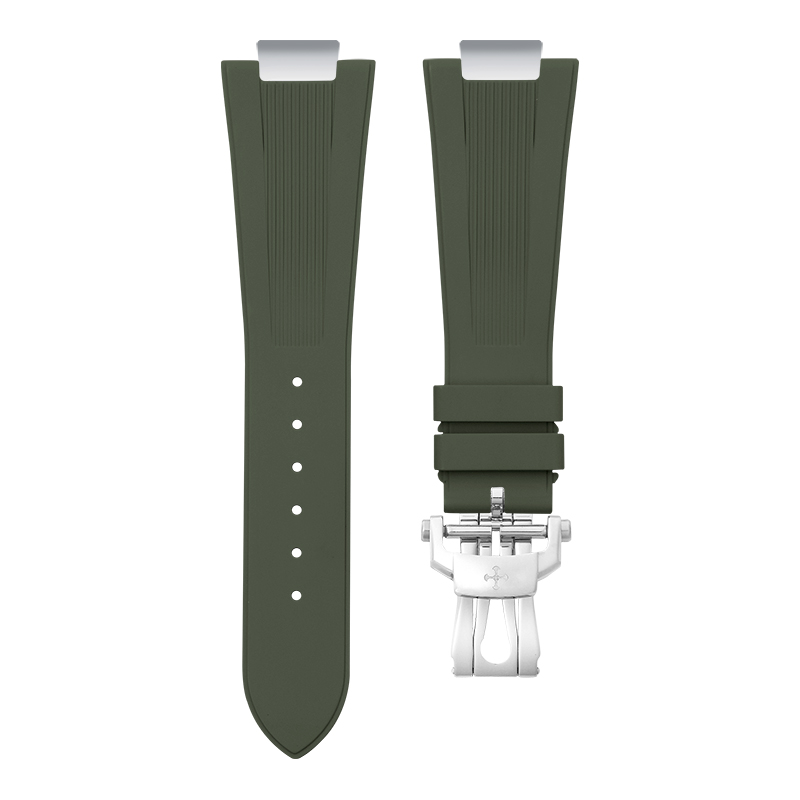 Dây Cao Su Màu Xanh Olive Cho Patek Philippe Cubitus 5821 Mẫu Dây Kim Loại Kèm Endlink