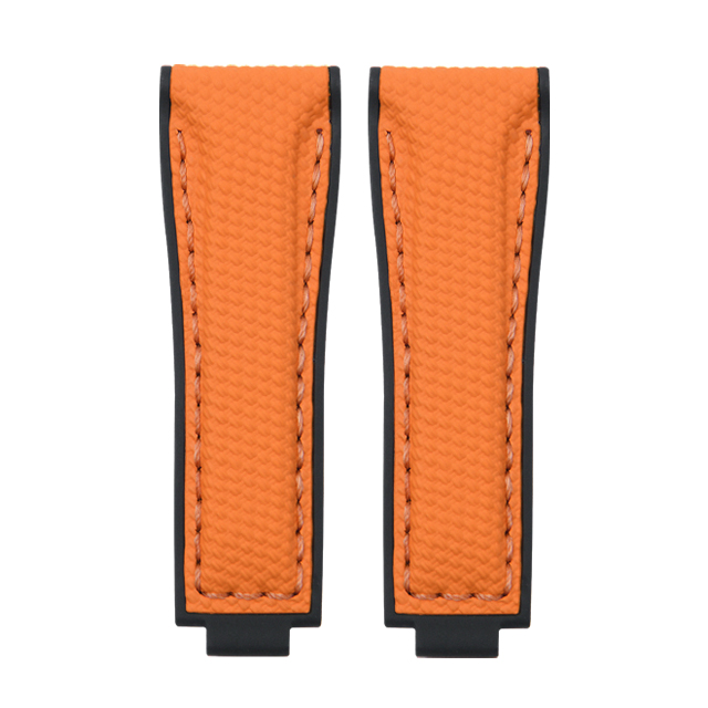 Dây Cao Su Màu Cam Nền Đen Cho Rolex Daytona 126500 Kèm Endlink Và Khóa