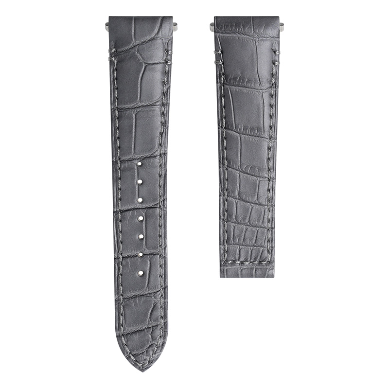 Đây Da Cá Sấu Màu Xám Cho Cartier Santos De Large 39.8mm