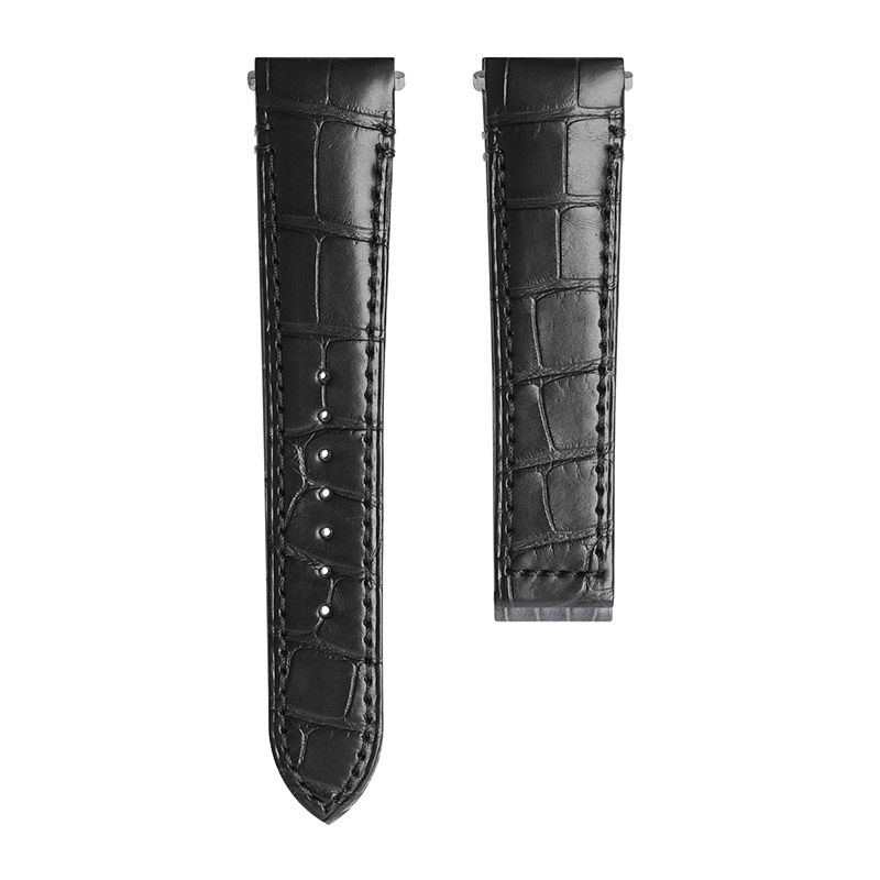Đây Da Cá Sấu Màu Đen Cho Cartier Santos De Large 39.8mm