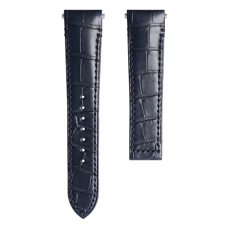 Đây Da Cá Sấu Màu Xanh Dương Đậm Cho Cartier Santos De Large 39.8mm