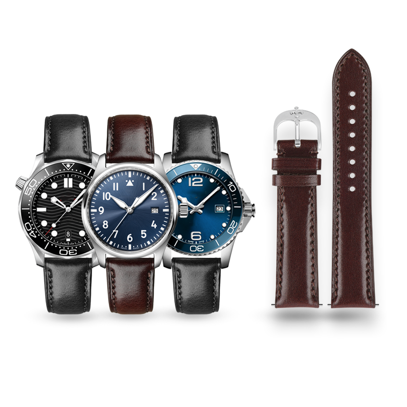 vagenari leather strap for all watches with lugs width 18mm 23mm machine stitching