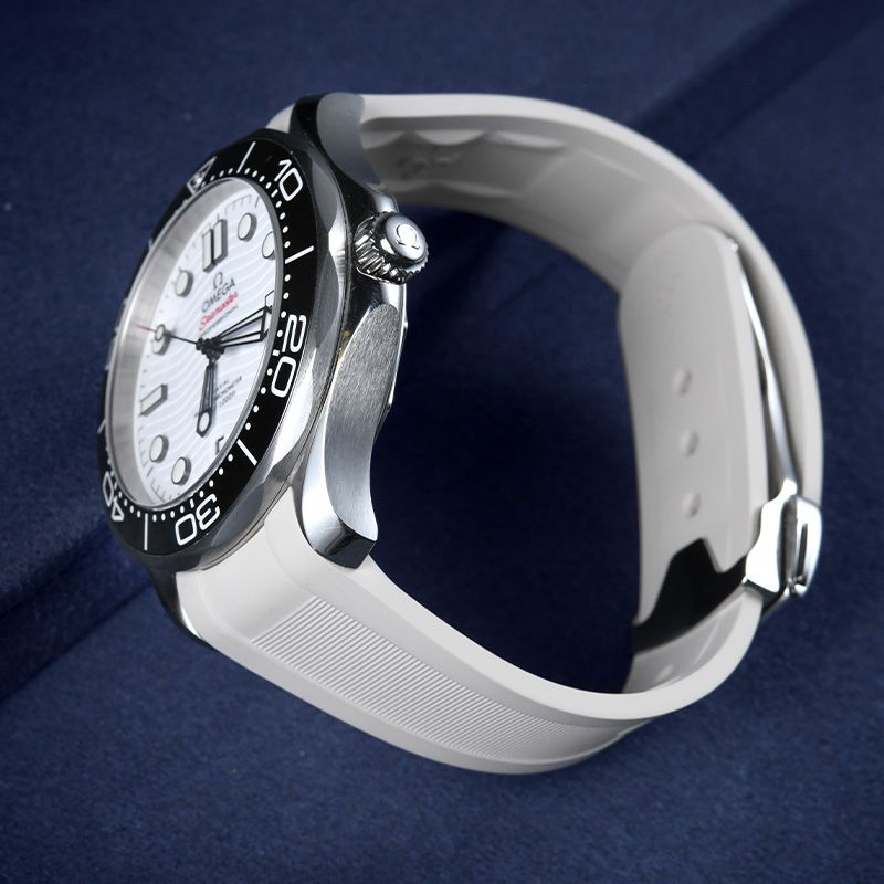Dây Cao Su Màu Trắng Cho Omega Seamaster 300 (Lịch 6h) Kèm Khóa gập 3 Dây Cao Su Màu Trắng Cho Omega Seamaster 300 (Lịch 6h) Kèm Khóa gập - Ảnh 3