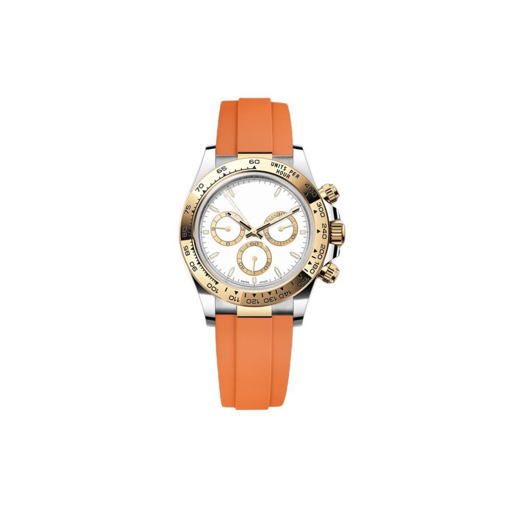 Dây Cao Su Màu Cam Cho Rolex Daytona 116503 116523 Kèm Endlink 2 màu bọc vàng 22K (Oysterflex Design) 3 Dây Cao Su Màu Cam Cho Rolex Daytona 116503 116523 Kèm Endlink 2 màu bọc vàng 22K (Oysterflex Design) - Ảnh 3