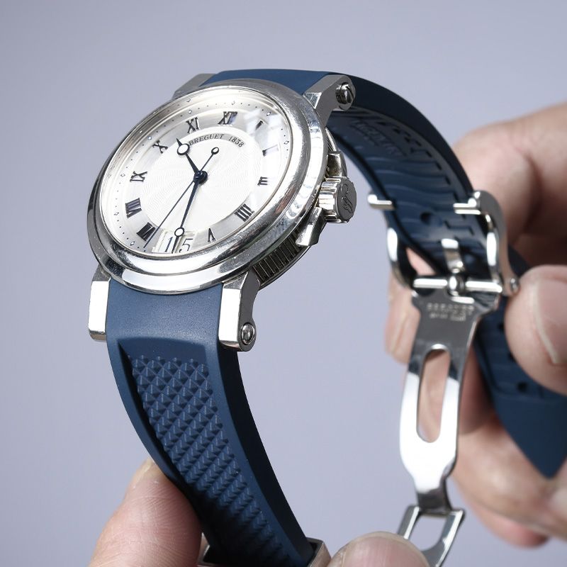 Dây Cao Su Màu Xanh Dương Đậm Cho Breguet Marine 5817 4 Dây Cao Su Màu Xanh Dương Đậm Cho Breguet Marine 5817 - Ảnh 4
