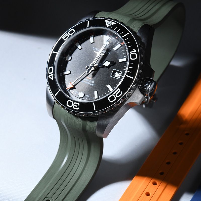 Dây Cao Su Màu Xanh Olive Cho Longines HydroConquest GMT 41mm 4 Dây Cao Su Màu Xanh Olive Cho Longines HydroConquest GMT 41mm - Ảnh 4