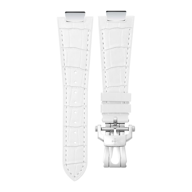 Dây Cao Su Dập Vân Cá Sấu Màu Trắng Cho Patek Philippe 5711 Mẫu dây kim loại (Endlink +Khóa)