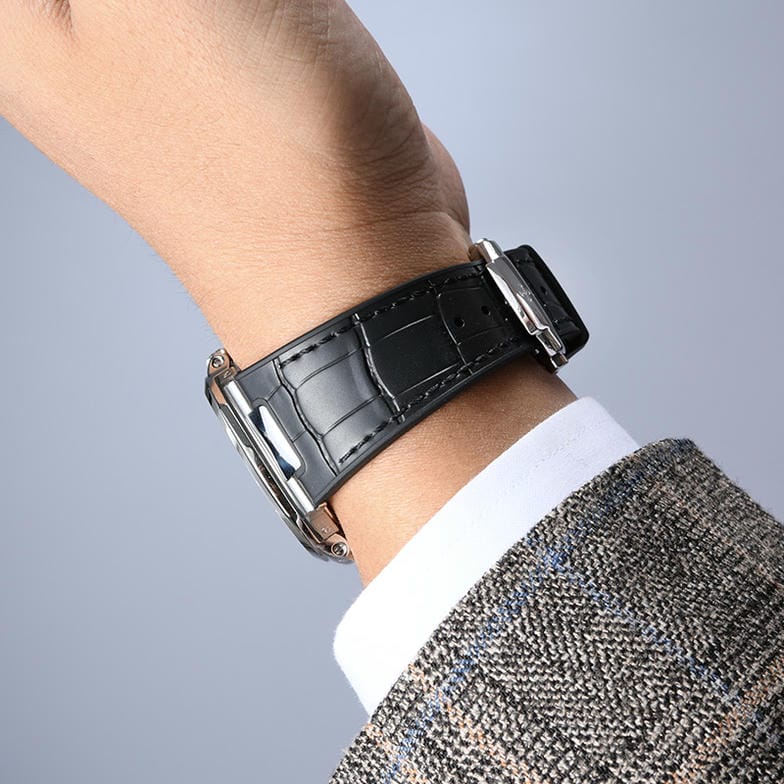 Dây Cao Su Dập Vân Cá Sấu Màu Đen Cho Patek Philippe 5711 Mẫu dây kim loại (Endlink +Khóa) 7 Dây Cao Su Dập Vân Cá Sấu Màu Đen Cho Patek Philippe 5711 Mẫu dây kim loại (Endlink +Khóa) - Ảnh 7