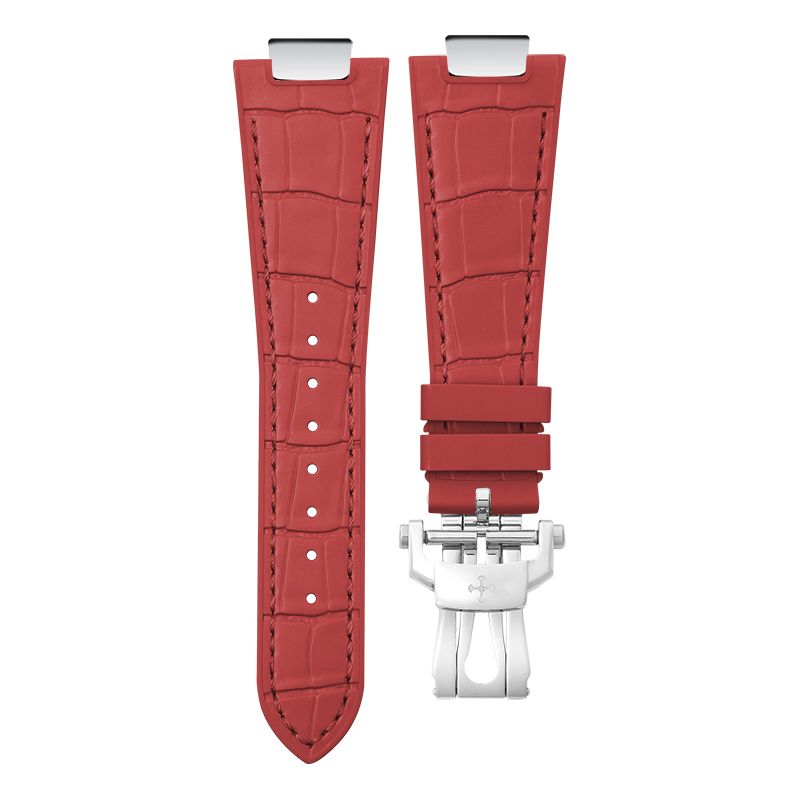 Dây Cao Su Dập Vân Cá Sấu Màu Đỏ Cho Patek Philippe 5711 Mẫu dây kim loại (Endlink +Khóa)